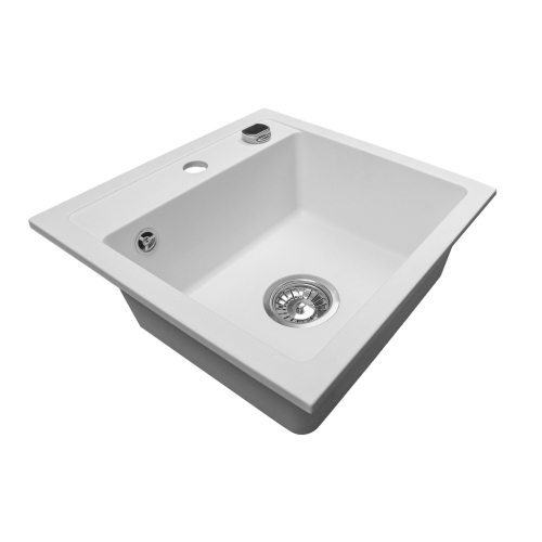 Zlewozmywak granitowy 1 komorowy nablatowy Ela biały